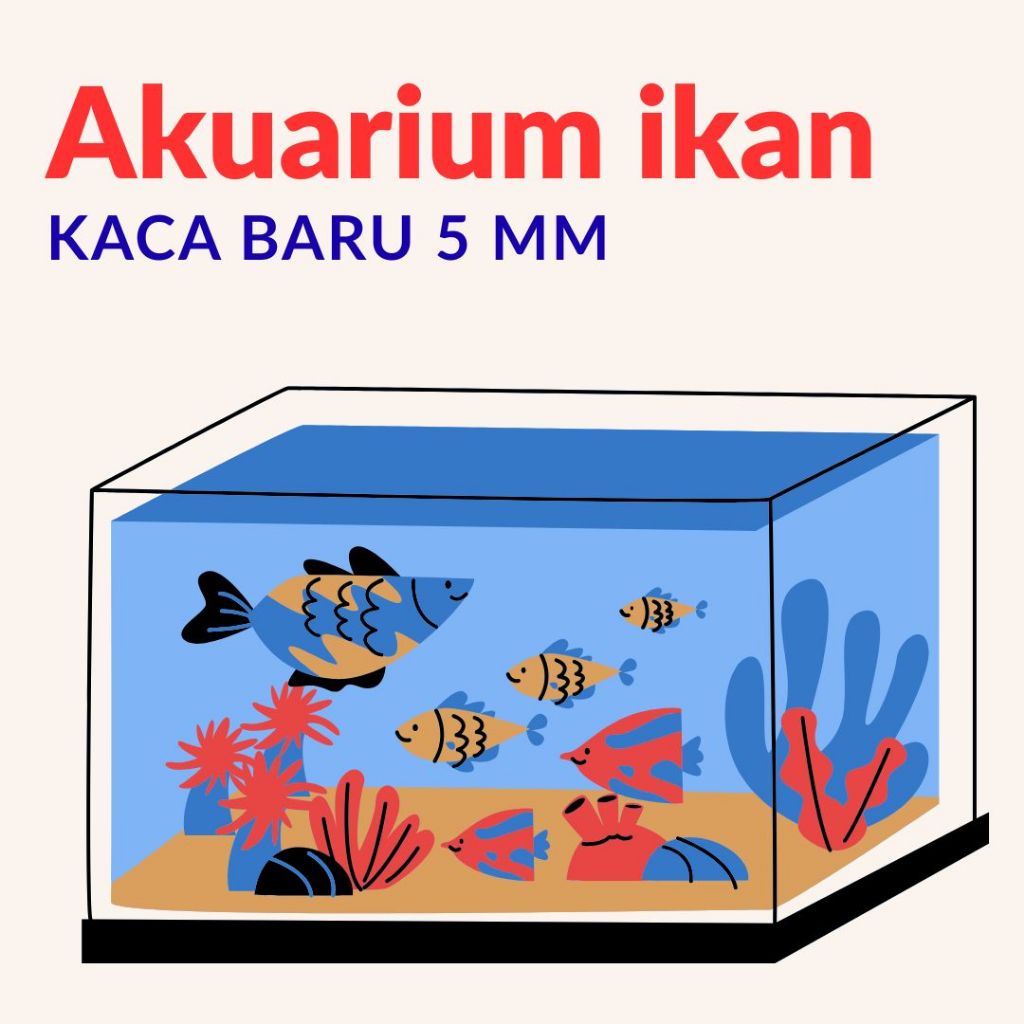 Akuarium Kaca Ikan / Aquarium Kotak Custom Kaca Baru / Reptil / Ikan Hias Minimalis Soliter Tank