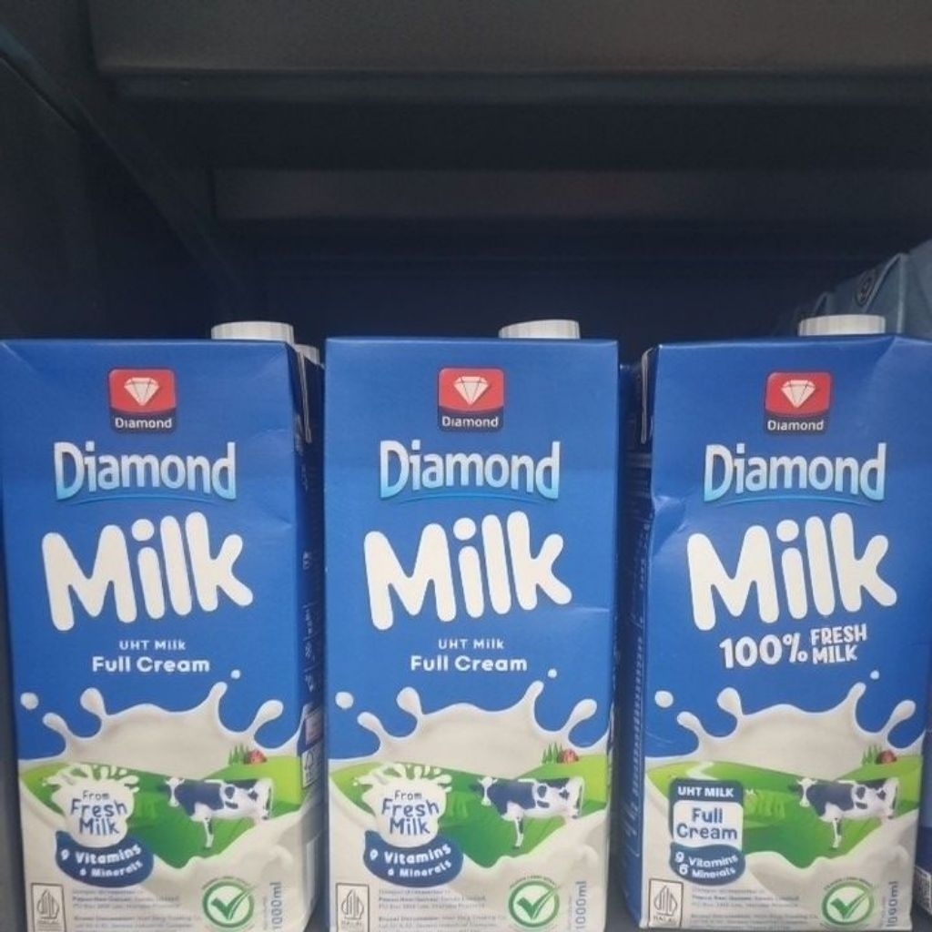 Uht Diamond Plain/ Susu UHT Full Cream Putih 1L