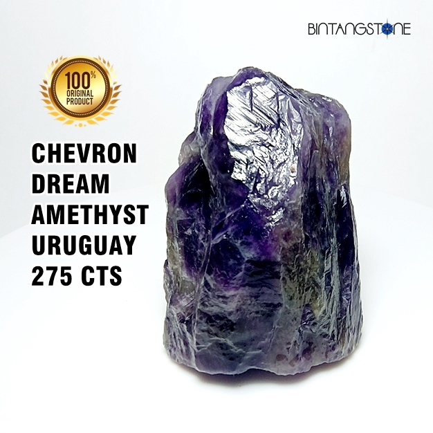 Chevron Dream Amethyst Uruguay 275 Cts Rough Raw Crystal Healing Suiseki Pajangan Bongkahan Batu Ala