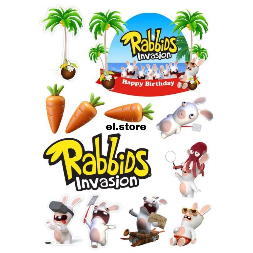 TOPPER CUSTOM NAMA RABBIDS INVASION/TOPPER CAKE RABBIDS INVASION/TOPPER KUE ULANG TAHUN RABBIDS INVA