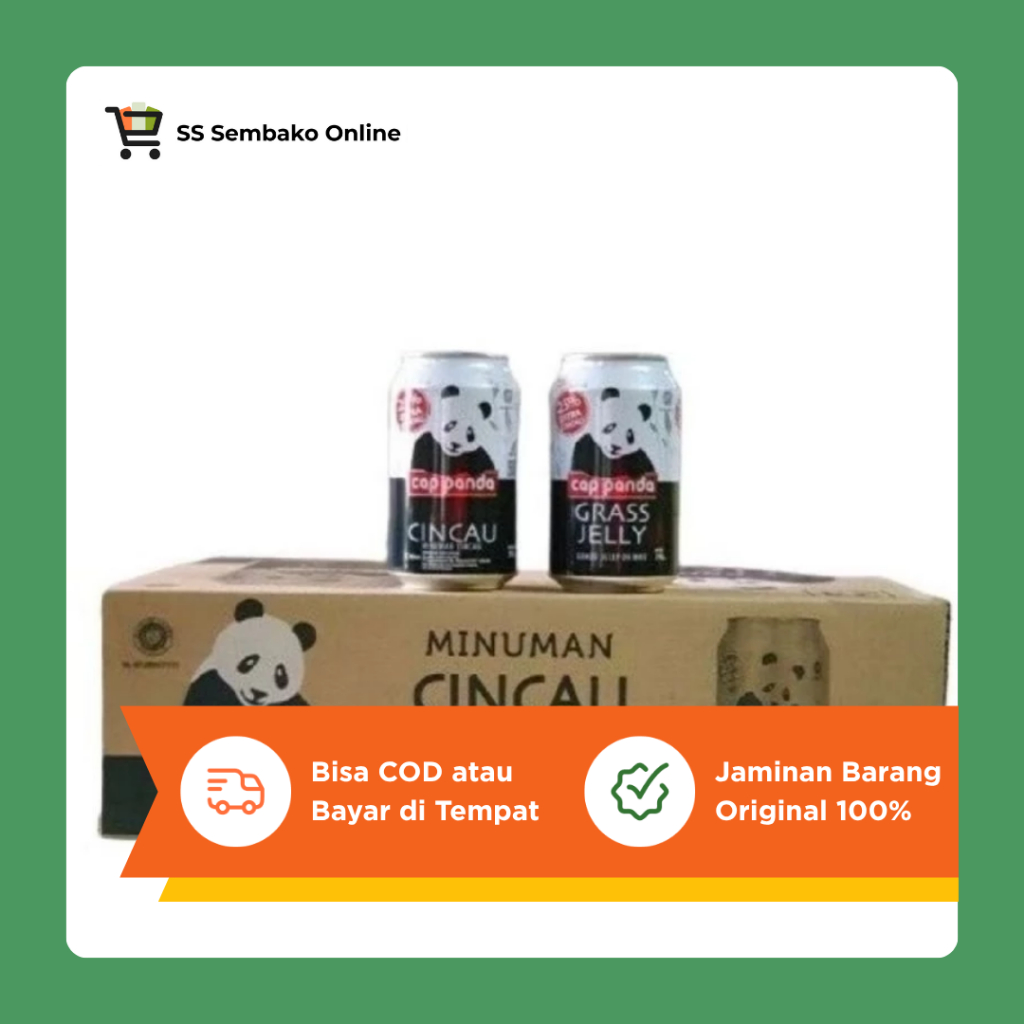 Minuman Cincau Kaleng Cap Panda | 1 Dus Isi 24 Kaleng @310 ml | Minuman Segar dengan Cincau Pilihan,