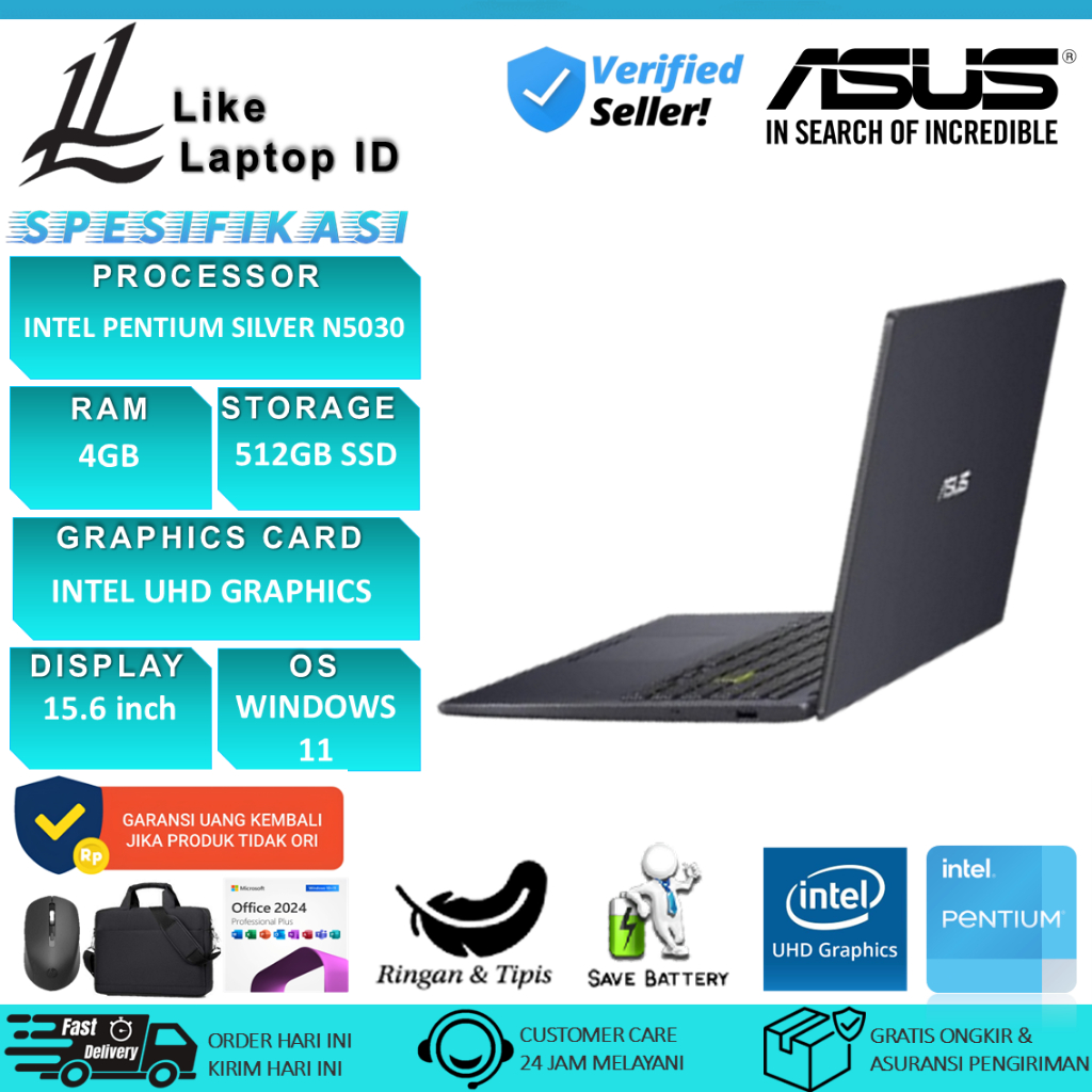 Asus Vivobook L510MA Intel Pentium Silver N5030 512GB SSD Windows 11 Black