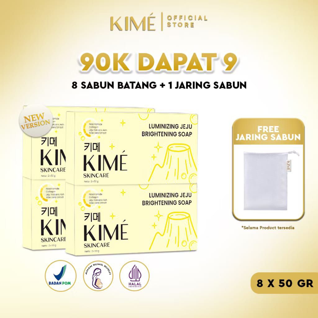 [BUNDLING 4 BOX ISI 8 SABUN] KIME SKINCARE - LUMINIZING JEJU BRIGHTENING SOAP By Kime Official Store