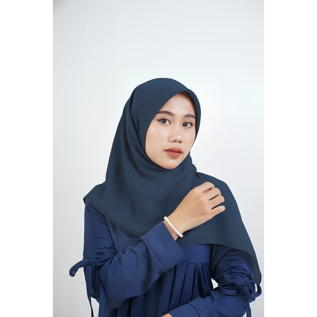 KENES SCARF - [ BELLA SQUARE PREMIUM DENIM BLUE / BIRU DENIM ] Kerudung Segiempat Polly Cotton Spesi