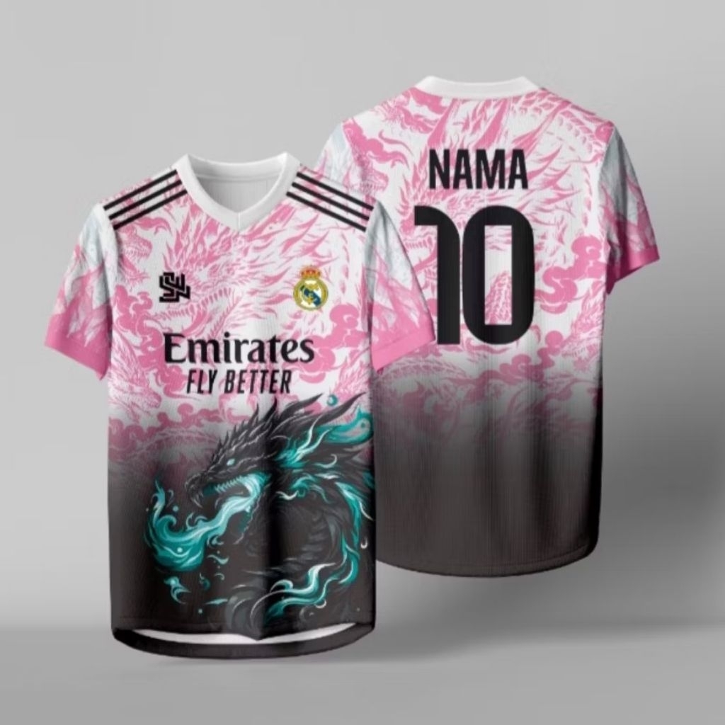 JERSEY REAL MADRID EDITION SPESIAL DRAGON PINK DAN PUTIH