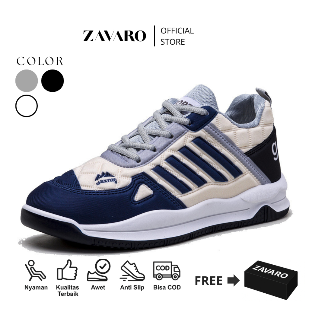ZAVARO - Sepatu Sneakers Pria Import Gaxing-Go Sporty Kasual Olahraga Premium Quality Ringan & Nyama