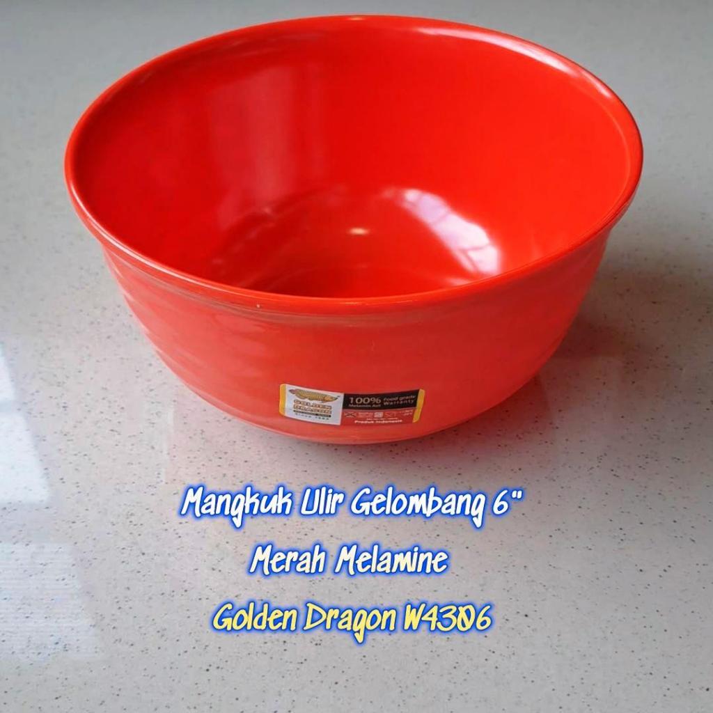 Mangkuk Ulir Gelombang 6" Merah Melamine - Golden Dragon W4306