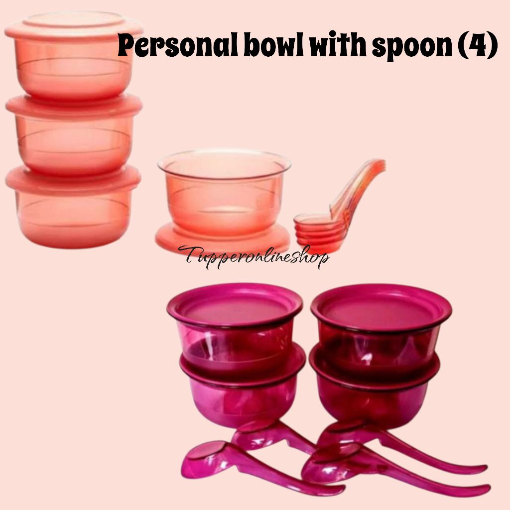 Personal bowl set tupperware free spoon / mangkok tupperware dengan sendok