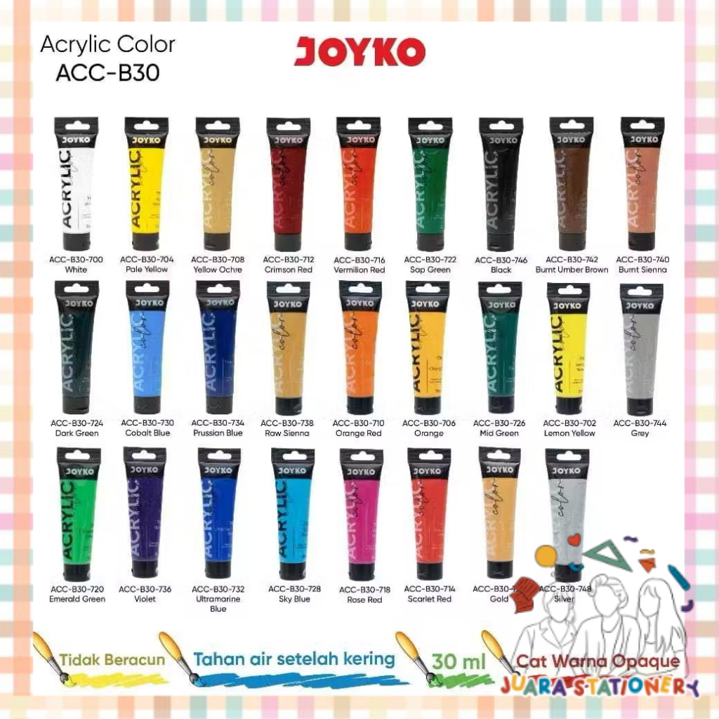 Cat Akrilik Joyko ACC-B30 30ml / Cat Acrylic Satuan Acrylic Color