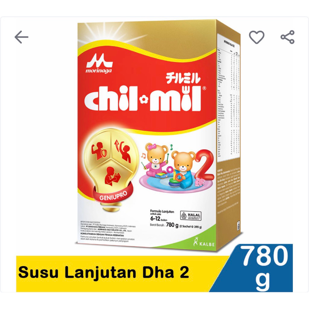 chilmil 780 gram morinaga 6-12 bulan