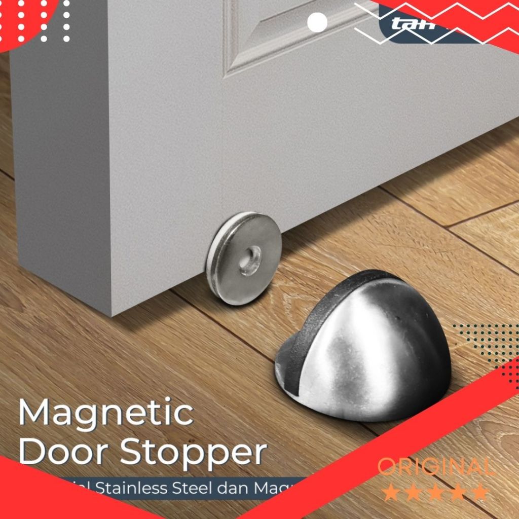 Door Stopper Magnet Kuat Penahan Pintu Rumah Ganjal Bawah Pengganjal Stainless Steel Stoper