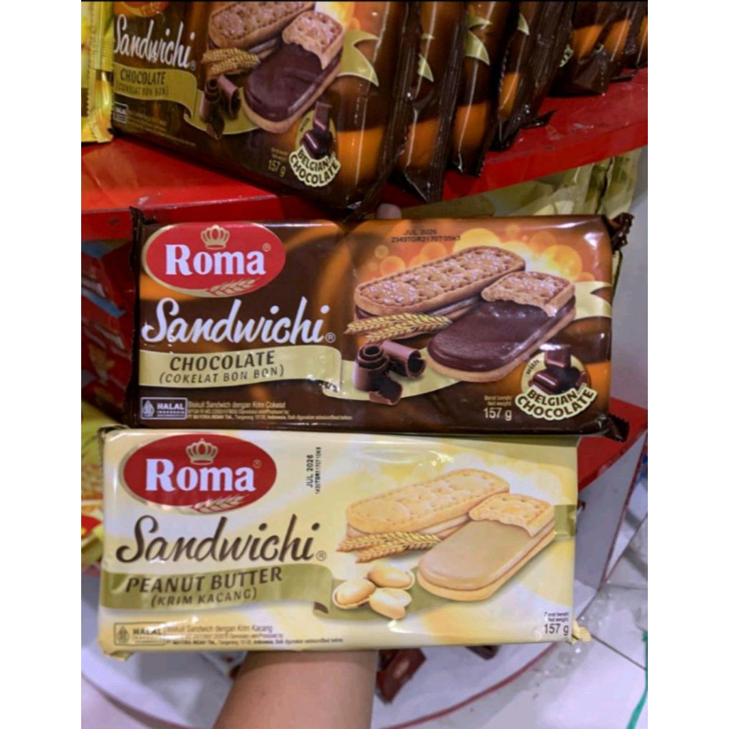1 karton dus isi 42 pack Roma biskuit sandwichi sandwich rasa coklat/ peanut butter / selai kacang 1
