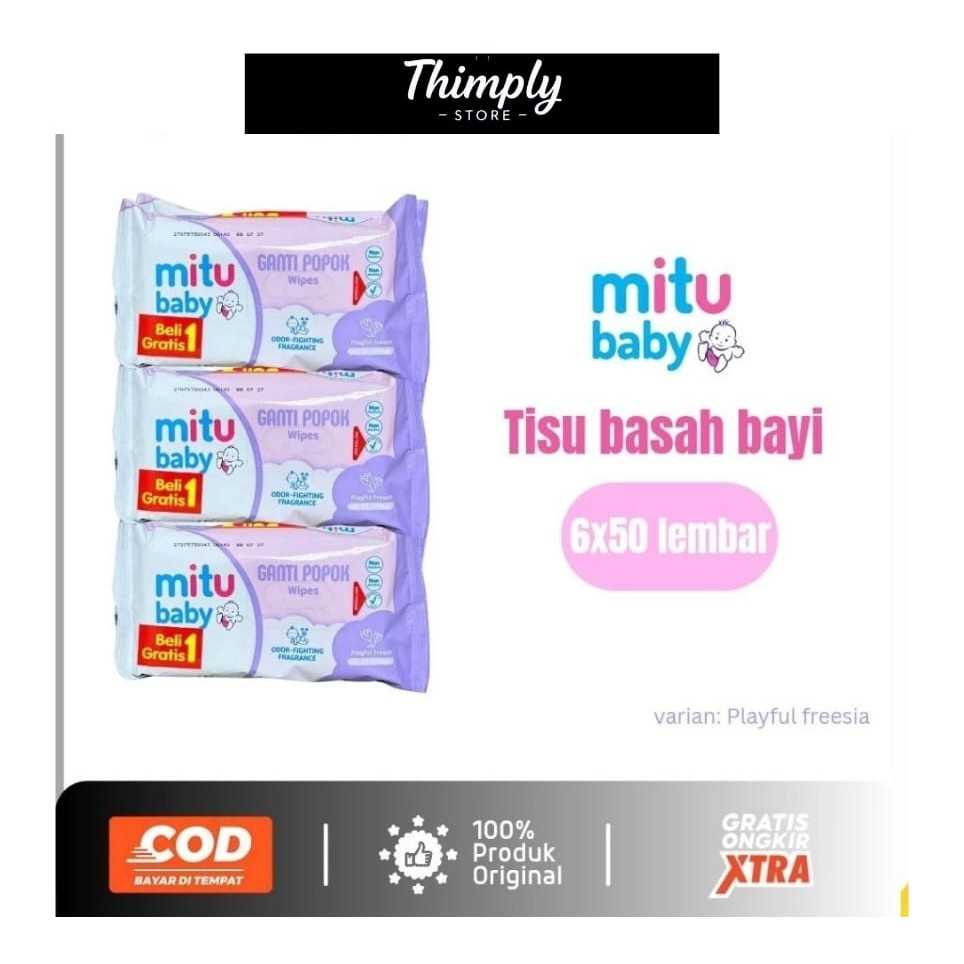 6 Pcs Tisu Basah Mitu | Mitu Bayi Tisu Basah | Lebih Murah Hemat