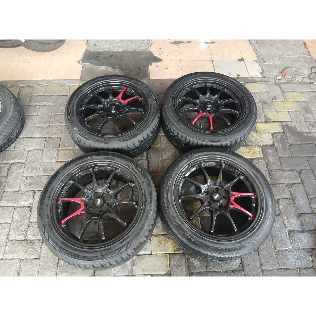 VELG MOBIL RACING HSR BOROKO SRD RING 18 LEBAR 8 ET45 LUBANG BAUT PCD 5x114 BAN HANKOOK 235/50R18 PE