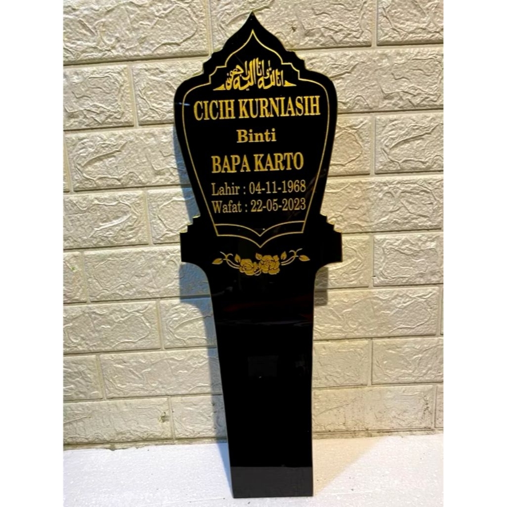 BATU NISAN PATOK MAKAM TANDA MAKAM MODEL BERDIRI FULL GRANIT Tebal 2cm Dobel Granit Depan Belakang