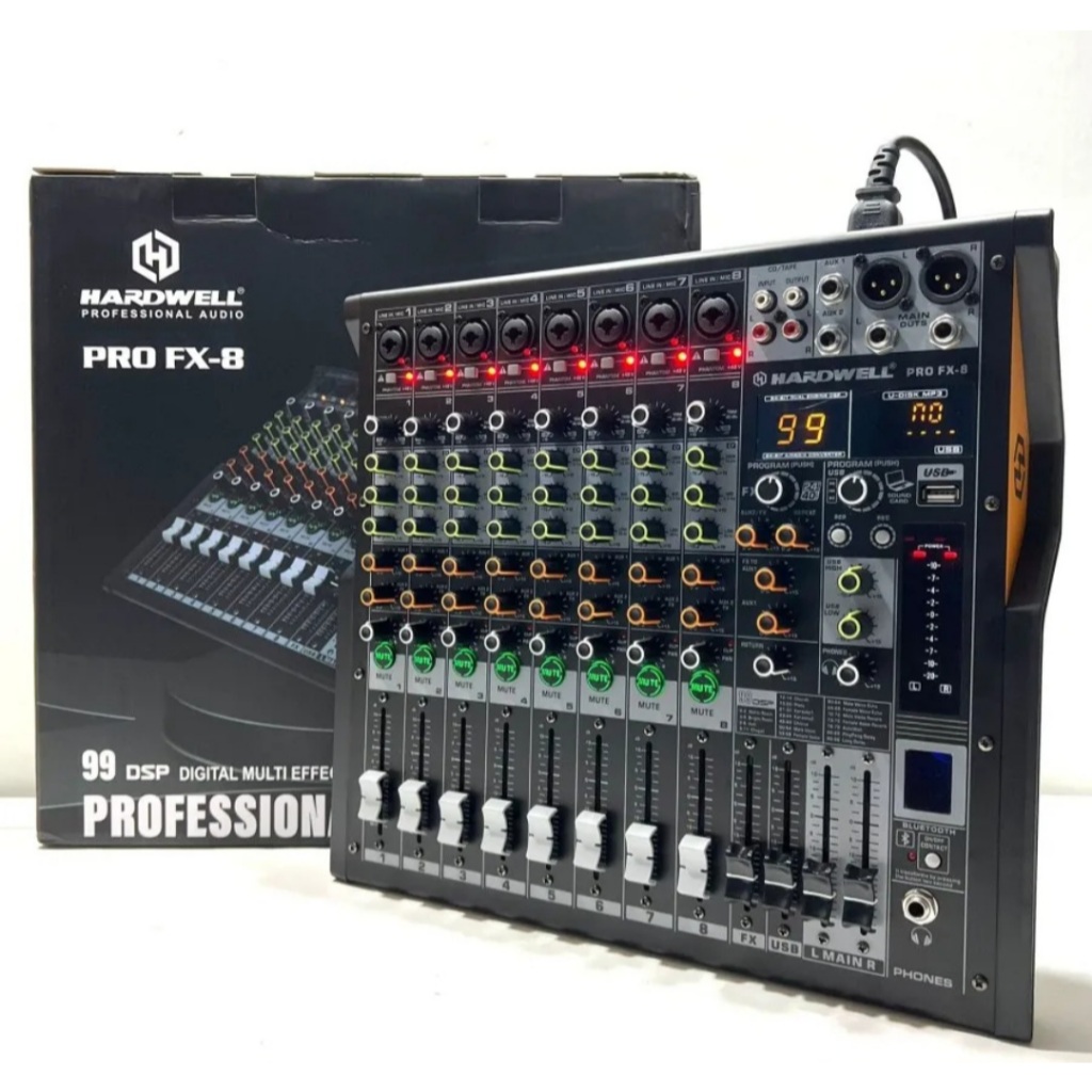 Mixer 8 chanel hardwell PROFX-8 mixer audio profesional karaoke bluetooth sistem