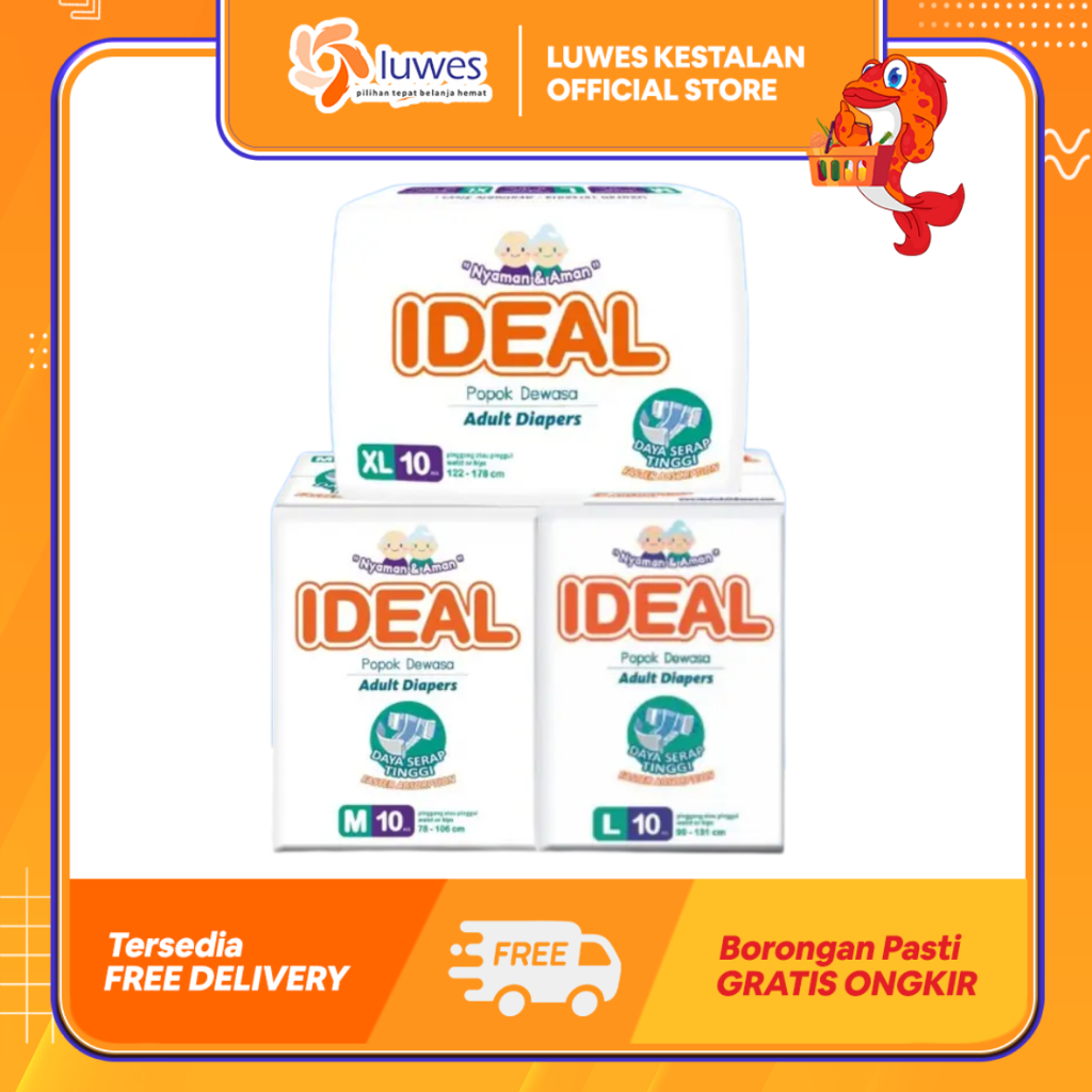 (LUWES) IDEAL Popok Dewasa Tipe Perekat All Size M - XL | Popok Perekat Dewasa Ideal Termurah