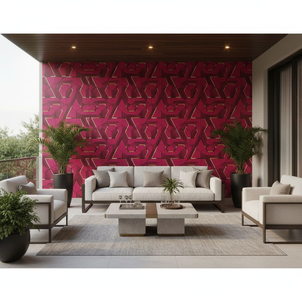 Wallpaper Dinding Geometric Merah / Wallpaper Terlaris