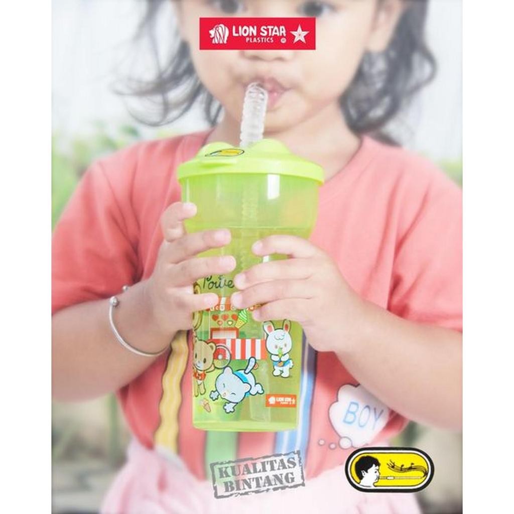 Botol Air Minum Plastik Gelas Minuman Lion Star GL-74 Whistling Cup 902 1 Ltr Tutup Sedotan