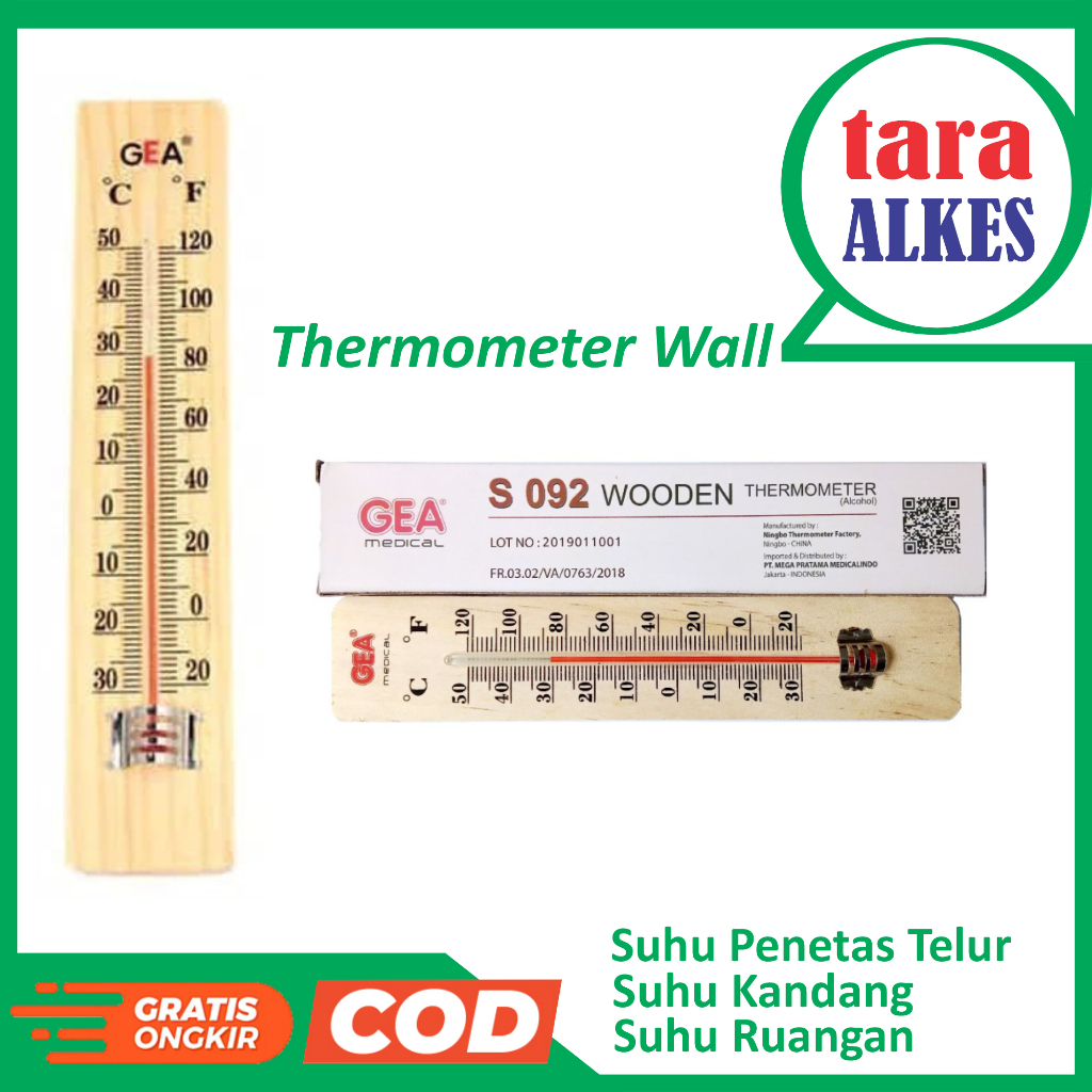 Thermometer Wall Kayu GEA Termometer Dinding suhu ruangan Onemed Penetas Telur Kandang Ayam