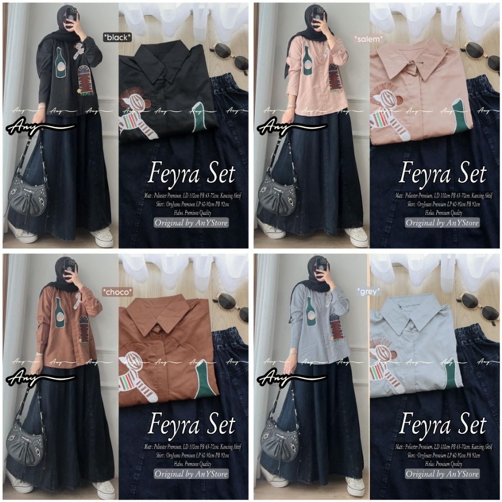 mickey one set rok wanita kekinian by A.N.Y kemeja blouse putih kemeja kerja wanita kasual rok panja