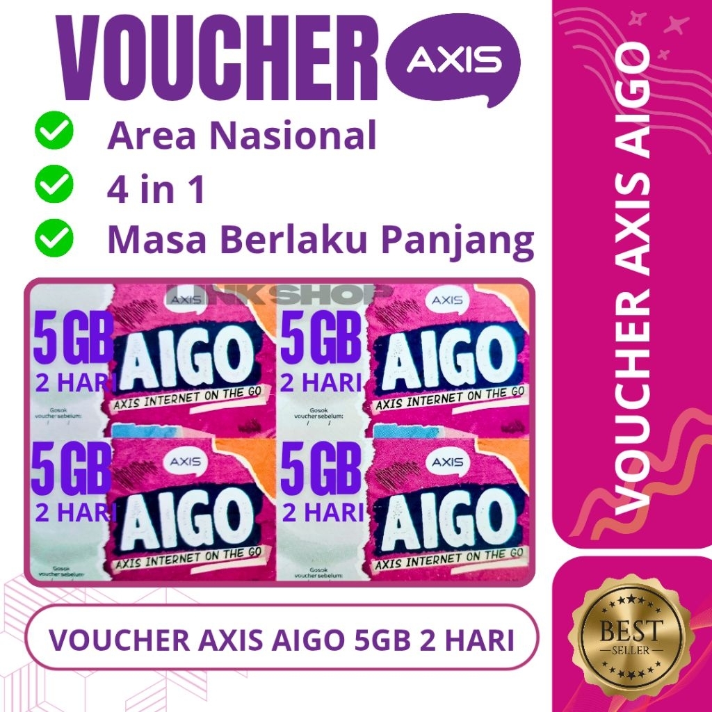 Voucher Axis Aigo Mini 5GB 2 Hari Full Kuota Nasional