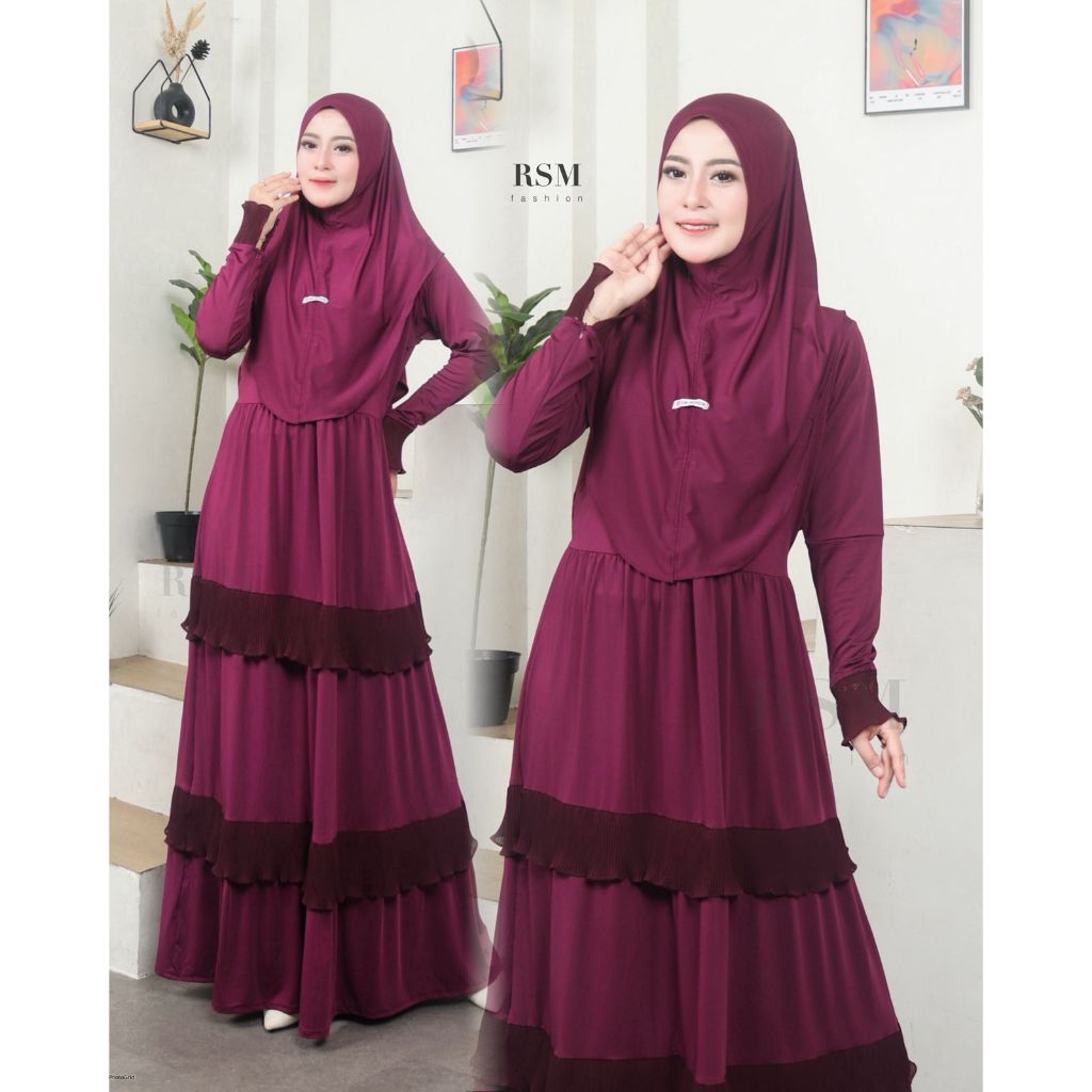 Sovia Dress Bahan Jersey Mix Plisket Dress Gamis Terbaru Gamis RSM