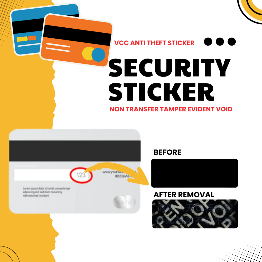 NON TRANSFER TAMPER EVIDENT VOID STICKER FOR CREDIT CARD VCC ANTI THEFT COVER