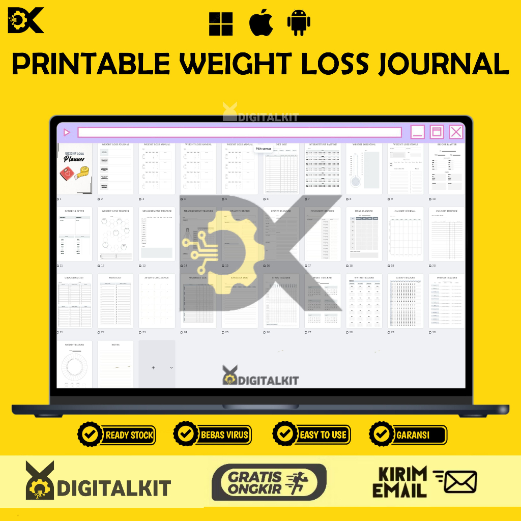[T0169] Printable Weight Loss Journal | Catatan Diet & Tracker Kesehatan