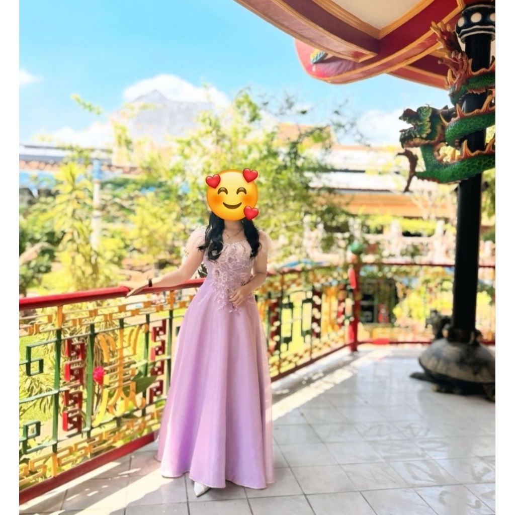 gaun ungu lilac ada tulangnya size M-L