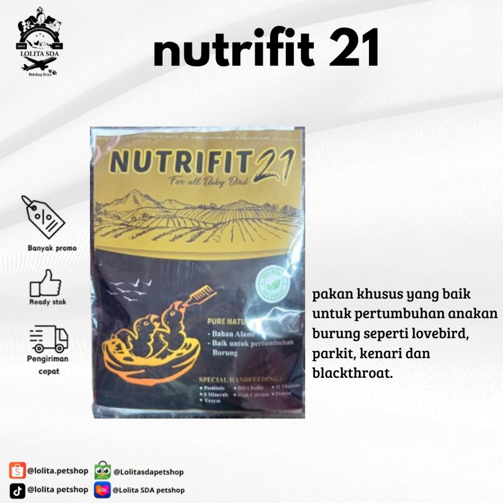 NUTRIFIT 21 Bubur lolohan untuk anakkan Burung love bird parkit Kenari Blackthroat