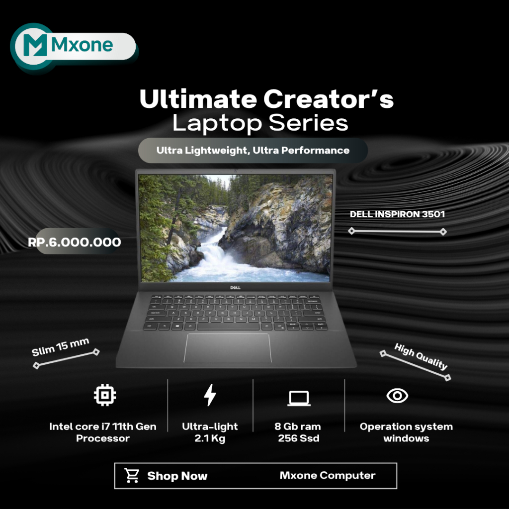 Laptop Dell Inspiron 3501 Intel Core i7 RAM 8GB SSD 512GB Second Murah Berkualitas