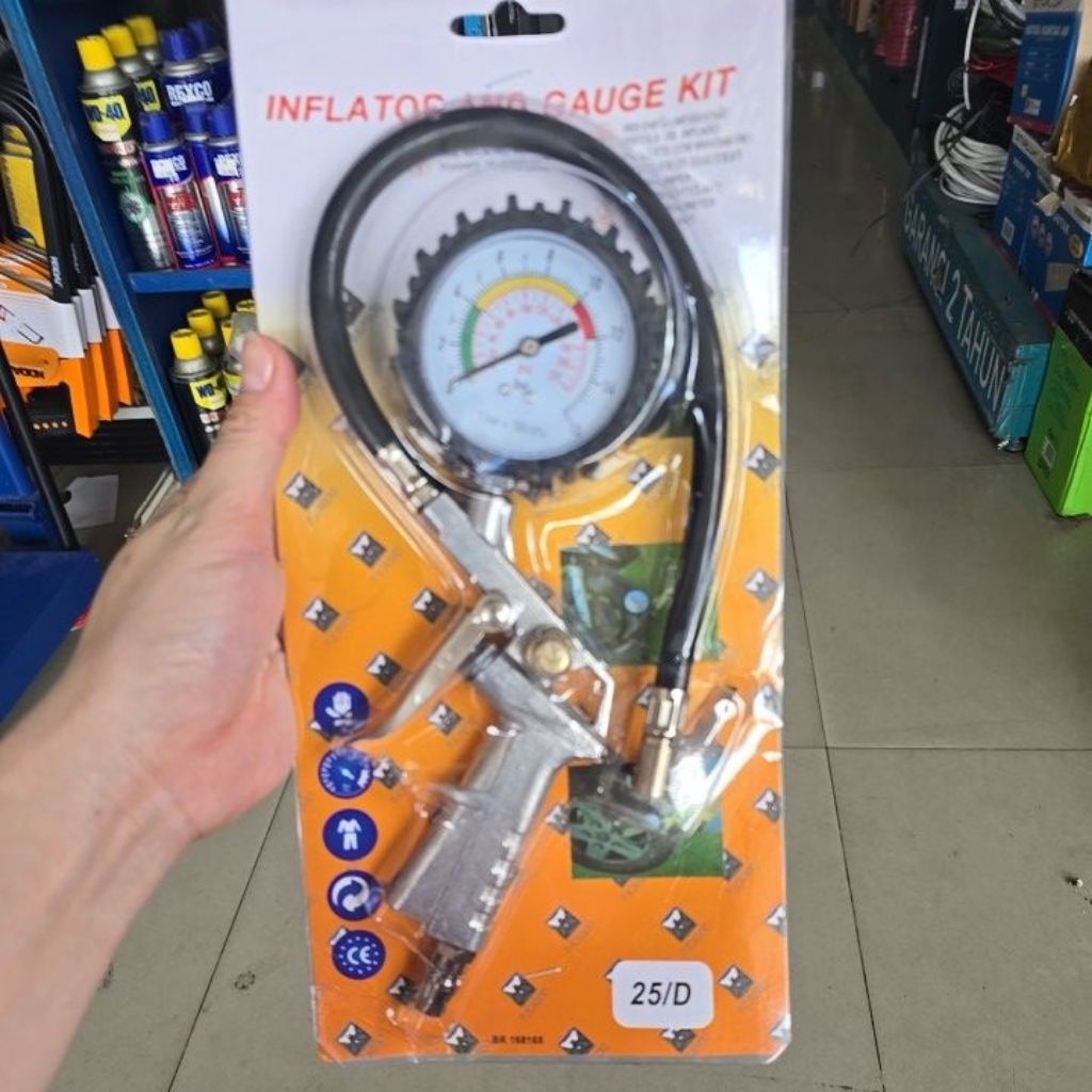 alat isi angin +meteran / inflating gun orange /inflator angin ban