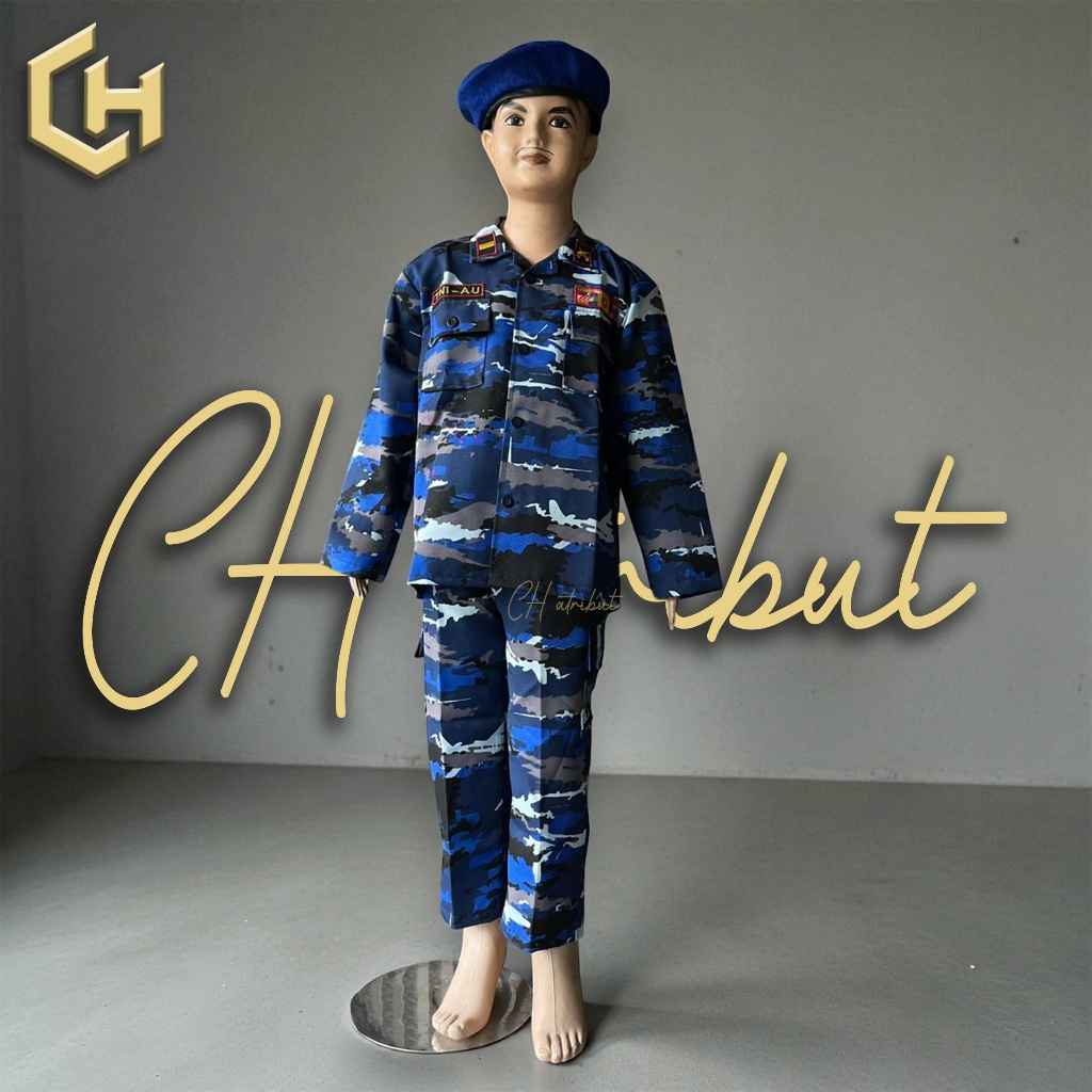 BAJU PROFESI ANAK TNI AU LORENG/SERAGAM ANAK TNI LORENG/SATU SET BAJU PROFESI ANAK TNI AU LORENG BAR