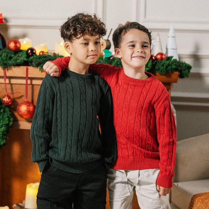 LEWIS EMMA - Cable Knit Sweater (6 Bulan-14 Tahun) Atasan Knit Anak & Bayi Laki-Laki Perempuan / Baj