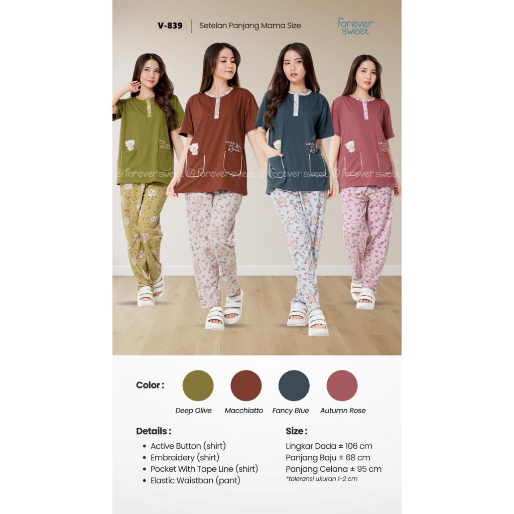 Babydoll Forever CP Mamasize Celana Panjang Lengan Pendek Piyama Baju Tidur Baby Doll Wanita