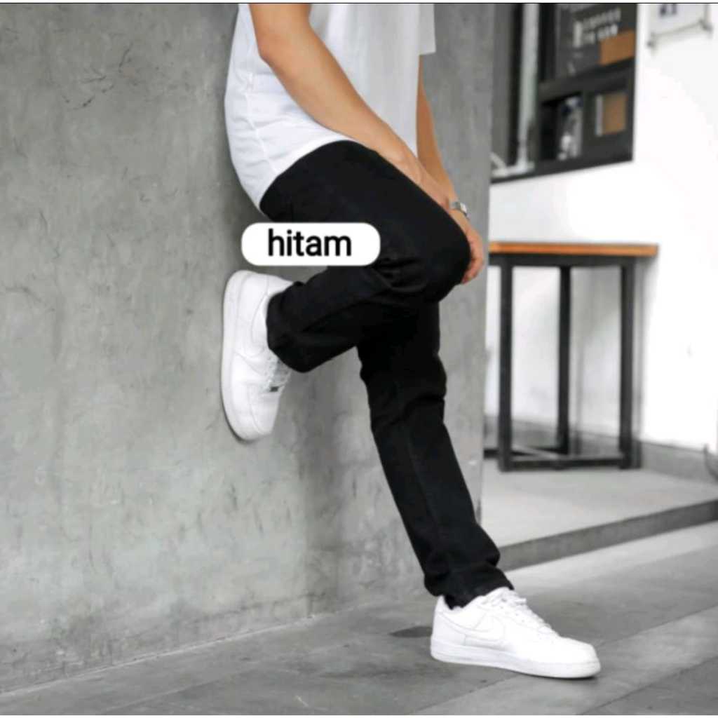 Jeans Pria dewasa keren Bahan denim slim fit melar