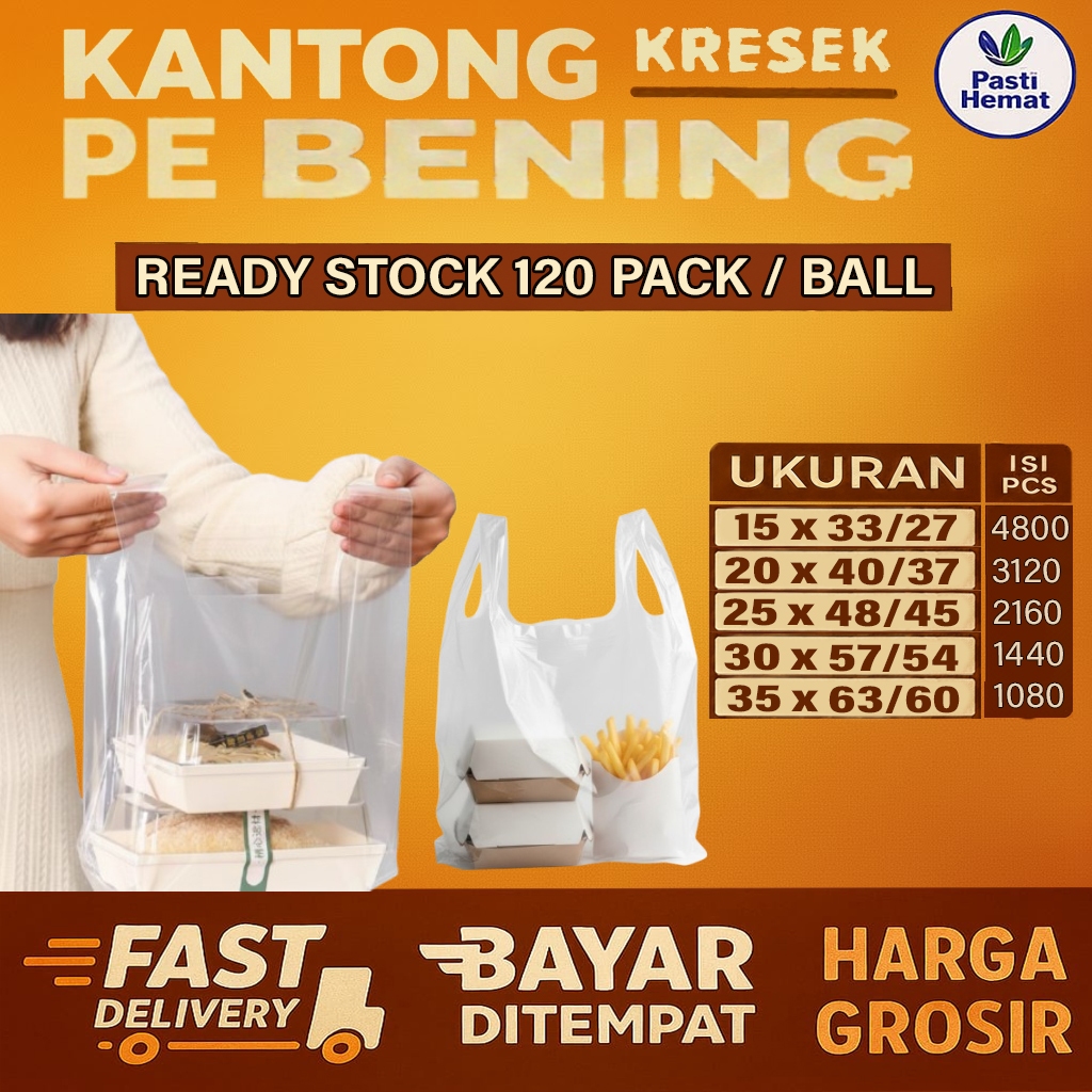 Kantong Plastik Kresek PE Bening | Paket 1 Ball | Kantong Plastik PE Bening Serbaguna