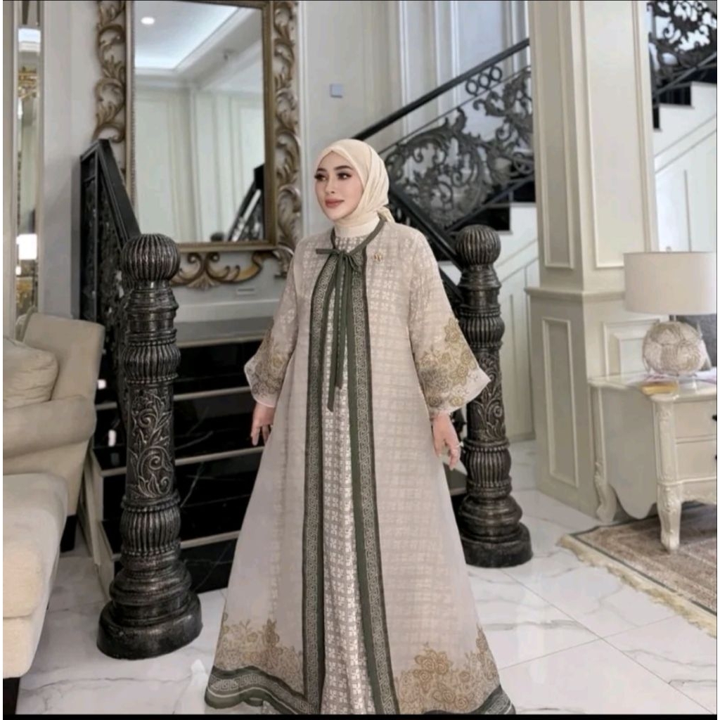 Dress Full Printing SS Mix Organza Ori Shellasaukia