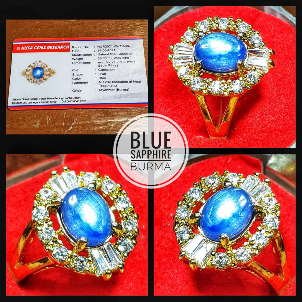 natural batu blue sapphire Star Burma Myanmar kristal