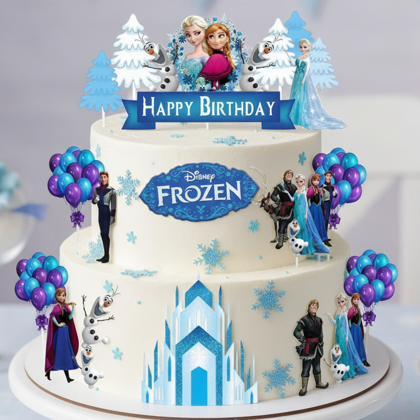 TOPPER CAKE CUSTOM TOPPER ULANG TAHUN / HIASAN KUE ULANG TAHUN FROZEN