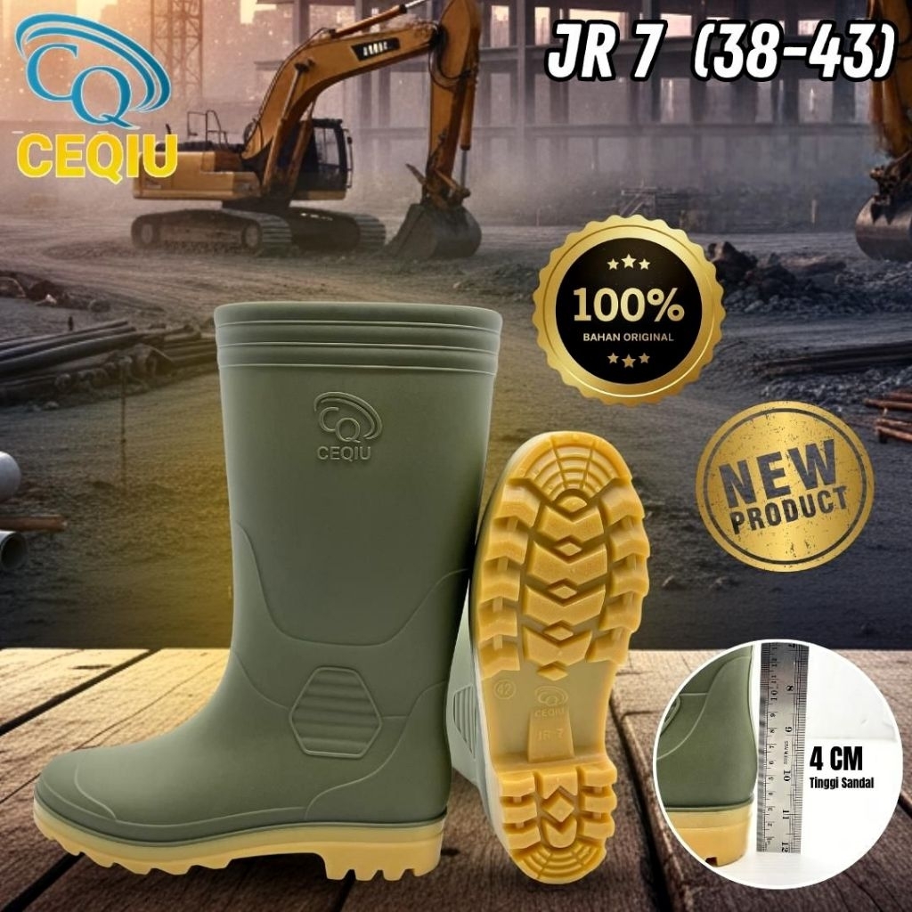 Sepatu Boot Karet Anti Licin CEQIU Pria Wanita – Size 38-43 |Art JR 7|Anti Air Hujan / Lumpur