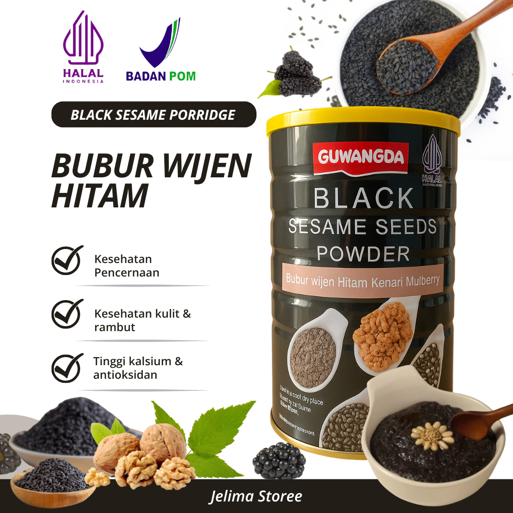 (HALAL/BPOM) BLACK SESAME SEEDS POWDER BUBUR WIJEN HITAM  GUWANGDA
