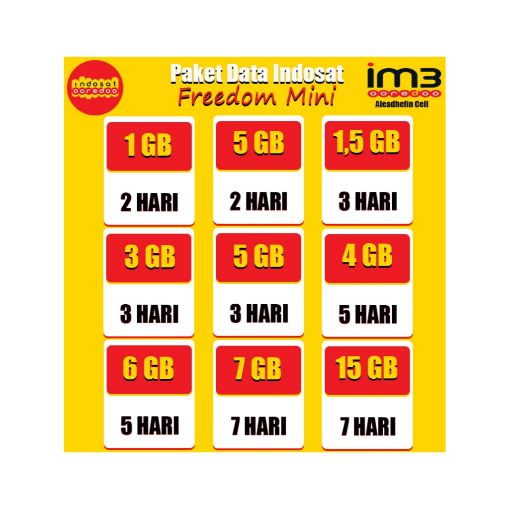 Kuota Indosat Freedom internet Mini Harian