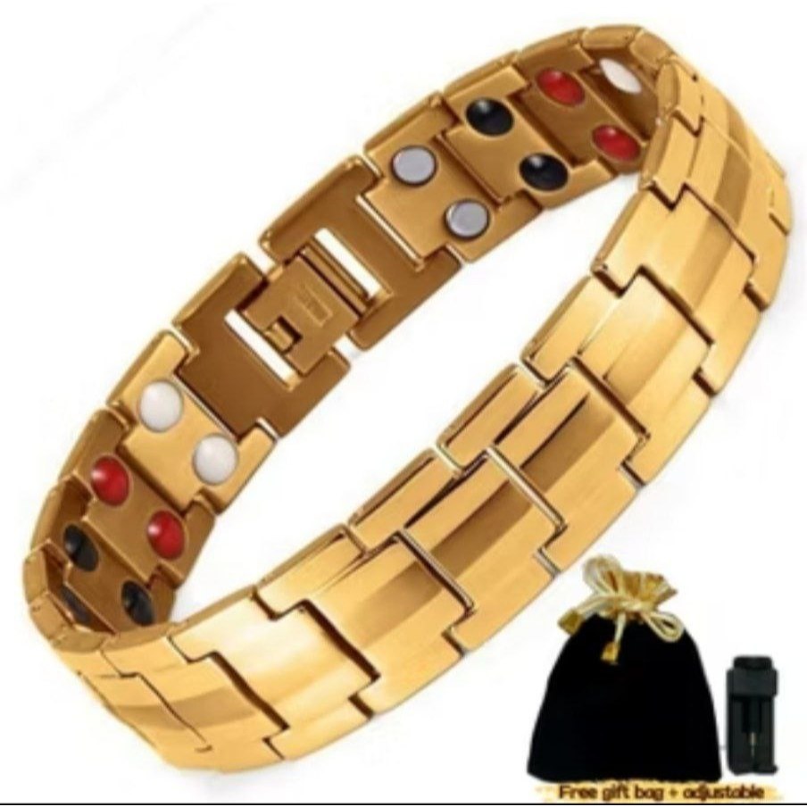 Gelang magnet kesehatan terapi Jam Tangan Gelang Magnet Kesehatan Terapi hitam gold silver unisex ti