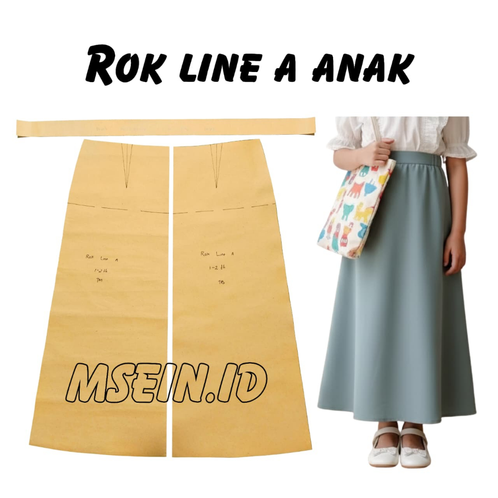 Pola Instan / Pola Jiplak ROK LINE A ANAK