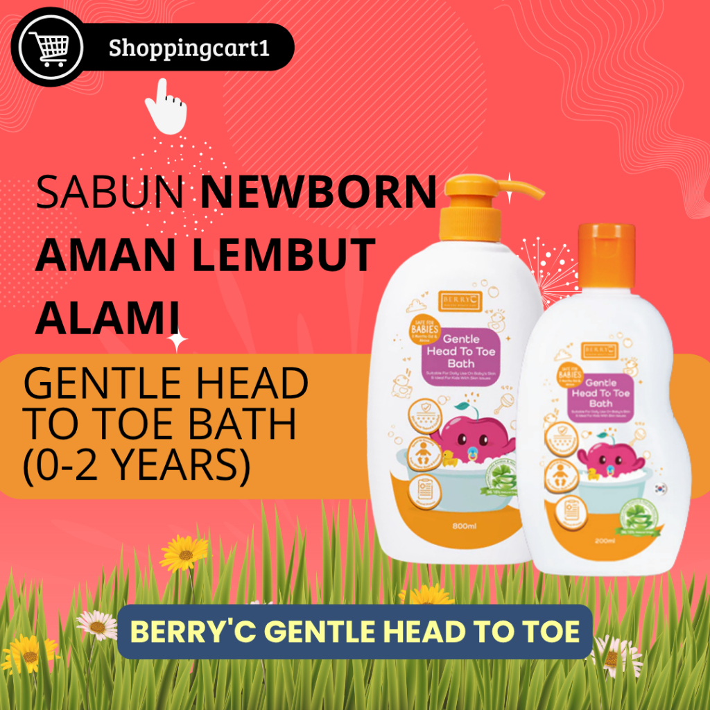 BerryC Gentle Head to Toe Wash Baby - Tanpa SLS/SLES - Sabun Mandi Shampo Kulit Sensitif Eksim -200M