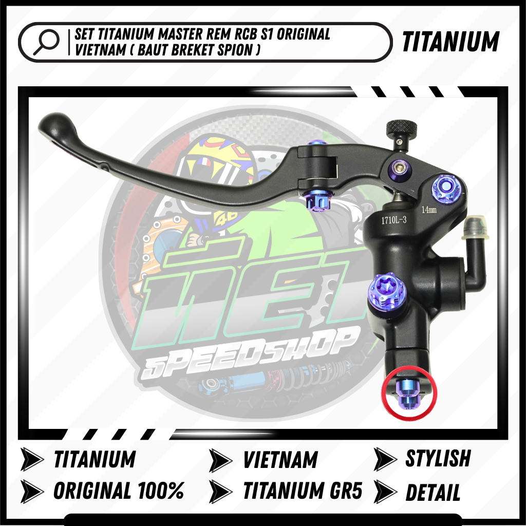 Set Baut Titanium Breket Master Rem & Handle Rem / Kopling RCB S1 Universal Original Vietnam | Silve