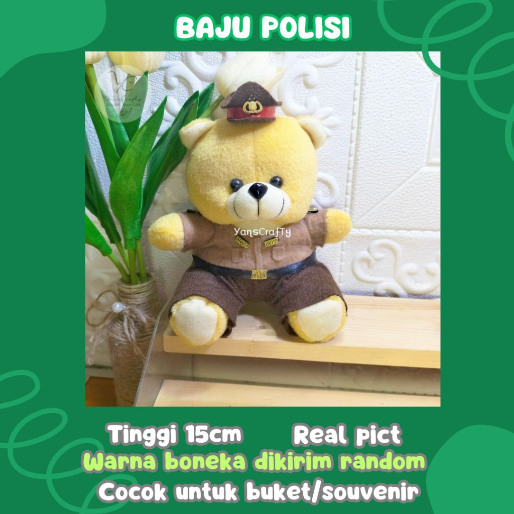 Boneka Beruang Mini Tema PROFESI POLISI/POLWAN. Boneka Buket. Boneka Hampers.