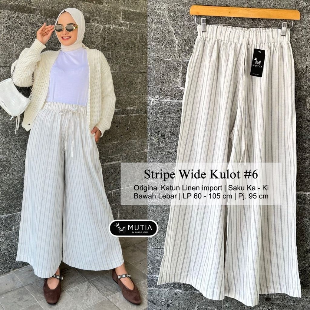 STRIPE WIDE KULOT (CELANA PANJANG KATUN LINEN JUMBO) MUTIA
